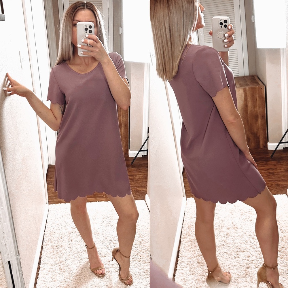 Vanilla bean purple lilac scallop Dress size small
